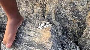 juicy wife whore flashes wet beach pussy, teasing strangers with her naughty outdoor reveal