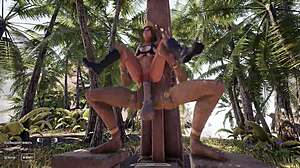 lara croft stuffs ass & pussy on desert island 3d hentai 🎮🍑