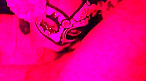 Masked Redhead Sucks Cock in Red Light Homemade