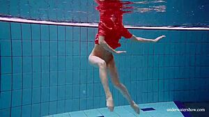 Czech teen avenna's tight pussy swims nude underwater pool tease!
