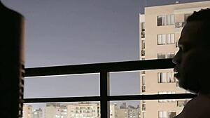 Amateur Couple Balcony Blowjob With Best Friend's Huge Cock