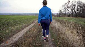 milf's tight pants hug her perfect ass from behind view