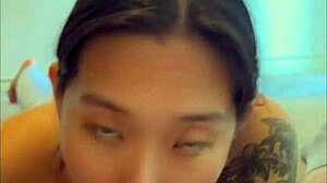 Sexy Asian Gags Sloppy Deepthroat Swallows Huge Cumshot!