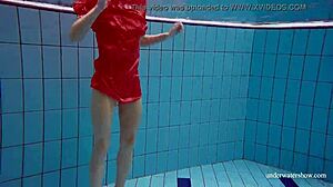Czech teen avenna's tight pussy swims nude underwater pool tease!