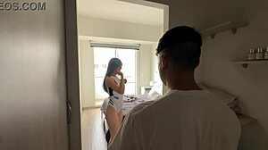rei ayanami deepthroats shinji's cock in evangelion cosplay with contact lenses