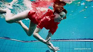 Czech teen avenna's tight pussy swims nude underwater pool tease!