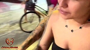 skinny tattooed brazilian teen goes crazy pov fuck in abandoned public spot