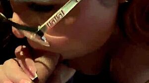 Watching Sexy Latina Secretary's Sensual Oral Tease Close-Up