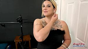 Busty blonde Logan Lace deepthroats cock then gets twat pounded bent over doggystyle