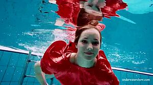 Czech teen avenna's tight pussy swims nude underwater pool tease!