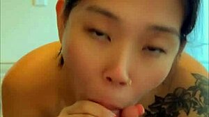 Sexy Asian Gags Sloppy Deepthroat Swallows Huge Cumshot!