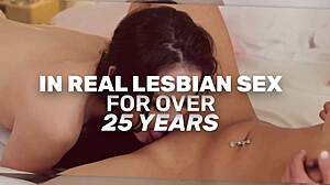 busty brunette lesbian licks friend's pussy to squirting orgasm in lingerie 69
