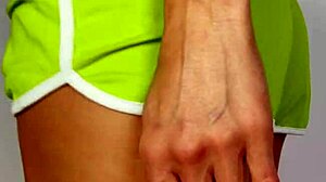 fit eva myst jerks cock onto hairy pussy lips and soaked panties?