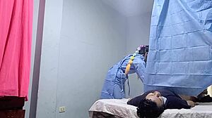 dirty nurse starts treatment with my cock deep in her wet pussy!