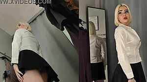 i couldn't resist spying on that naked blonde's big tits upskirt try-on