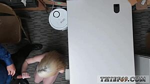 Police Officer Catches Petite Blonde Amateur Thief In Uniform