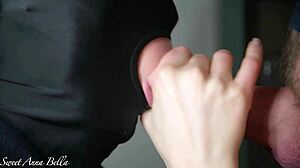 Masked Milf Delivers Amazing Blowjob Swallowing Cum!