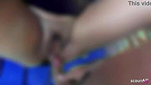 Secret beach bar anal tease with latina teen