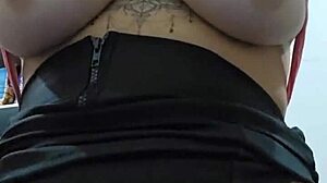 prostitute skirt flashing her perky tits outside