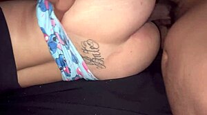 Intense side fuck fills beautiful latina blonde with hot cum explosion