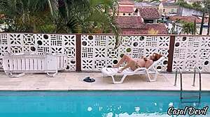 wife's hot friend shakes ass in pool, ready for domination slap?