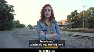 Redhead's Narrow Ass Takes Monster Cock Outdoors!