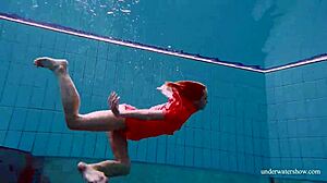 Czech teen avenna's tight pussy swims nude underwater pool tease!