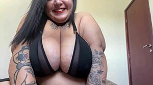 uh camgirl mary jhuana's huge bbw tits bounce in private anal chat... wow