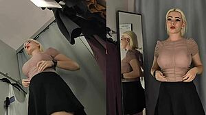i couldn't resist spying on that naked blonde's big tits upskirt try-on