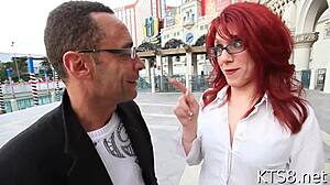 Tranny Wench's Tight Asshole Gets Split Wide