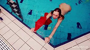 Czech teen avenna's tight pussy swims nude underwater pool tease!