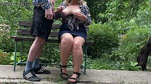 MOTHER-IN-LAW Cums On Tits After Dirty Outdoor Handjob Fuck!
