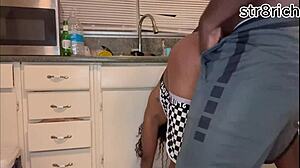 stepbro yanks glass buttplug from ebony teen ass for deep fuck