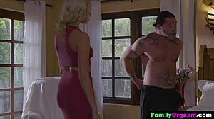 raunchy stepdaughter tempts stepdad suckin deep in bedroom fantasy!