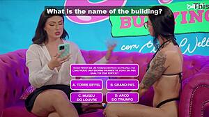 two hot latina brunettes masturbate with dildos big asses