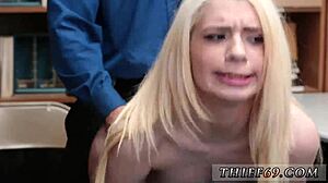 Police Officer Catches Petite Blonde Amateur Thief In Uniform