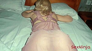 step-mom sneaks me into her bed once house empties for taboo pounding