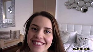 Submissive girlfriend moans as tight asshole takes huge cock penetration