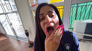 wanna see this busty brazilian milf swallow first-time pov load?