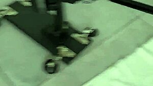 Skinny French Whore Gapes Tight Ass with Sex Machine in Kitchen
