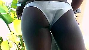 sexy ebony sucks huge black cock bent over for massive facial