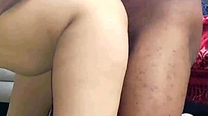 Wife takes small cock doggystyle while hubby watches cuckold humiliation