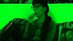 beth's kinky goth domina smokes cigs in green light hd 😈🚬🔥
