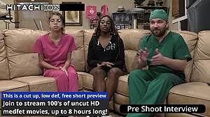 Home alone giggles lead to black babe's shaved pussy toy spreading and moaning.