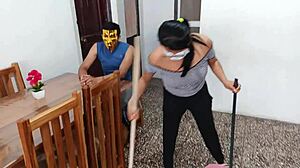 i pound the sexy latina maid's big tits ass while wife is away