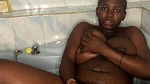 black babe squirts slamming huge dildo in bathroom ass