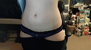 Big Ass Brunette Teen Strips Naked from Lingerie