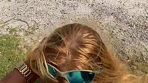 blonde beach tease charges 10 for public outdoor blowjob