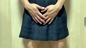 school swimsuit soaked in cum and piss with shiny anal plug