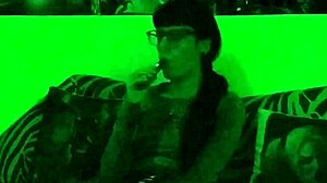 beth's kinky goth domina smokes cigs in green light hd 😈🚬🔥
